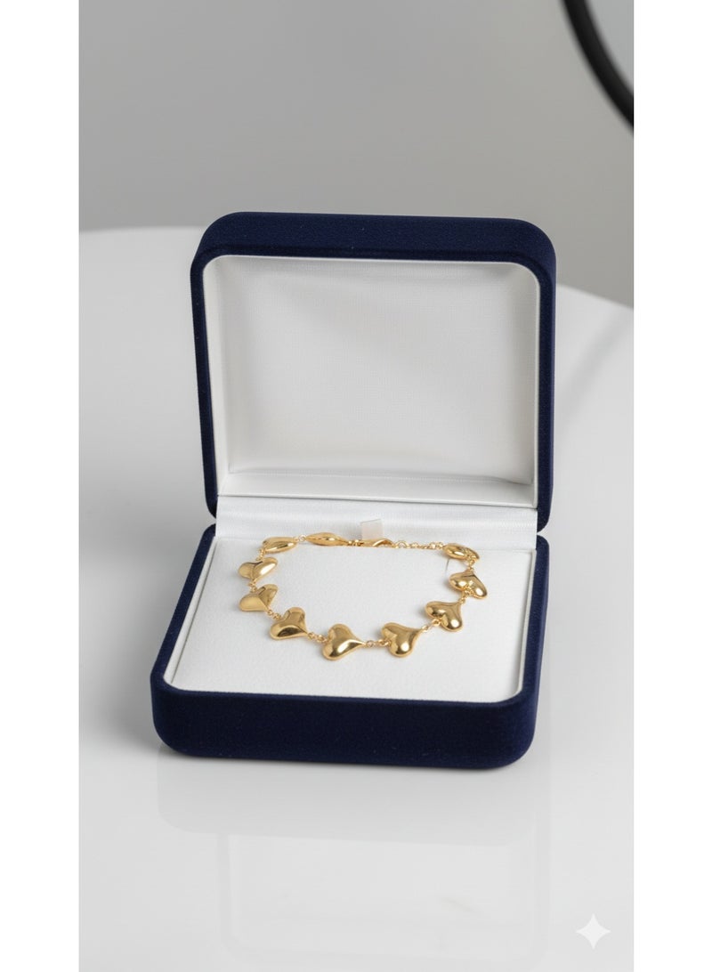 WARD Gold Plated Stainless Steel Heart Link Necklace for Women - Elegant Design - Image 1